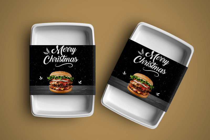 Food Container Sleeves Burgers-2 Christmas theme - Same Day Printing